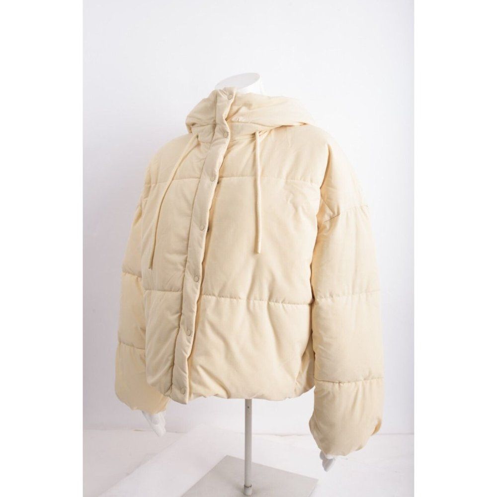 Zara Womans Jacket Puffer Coat Quilted Size S Ecru Beige Hooded 4432/705 NWT - Picture 3 of 6